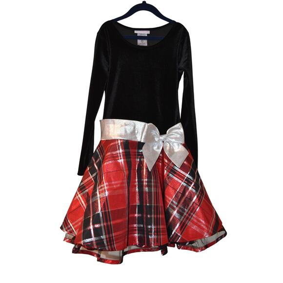 Bonnie Jean Christmas Holiday Velvet Drop Waist Dress Size  R - Picture 1 of 4